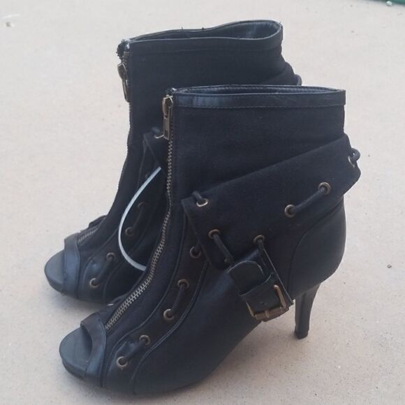 NWOB Glamorous Peep Toe Boots - Picture 1 of 8